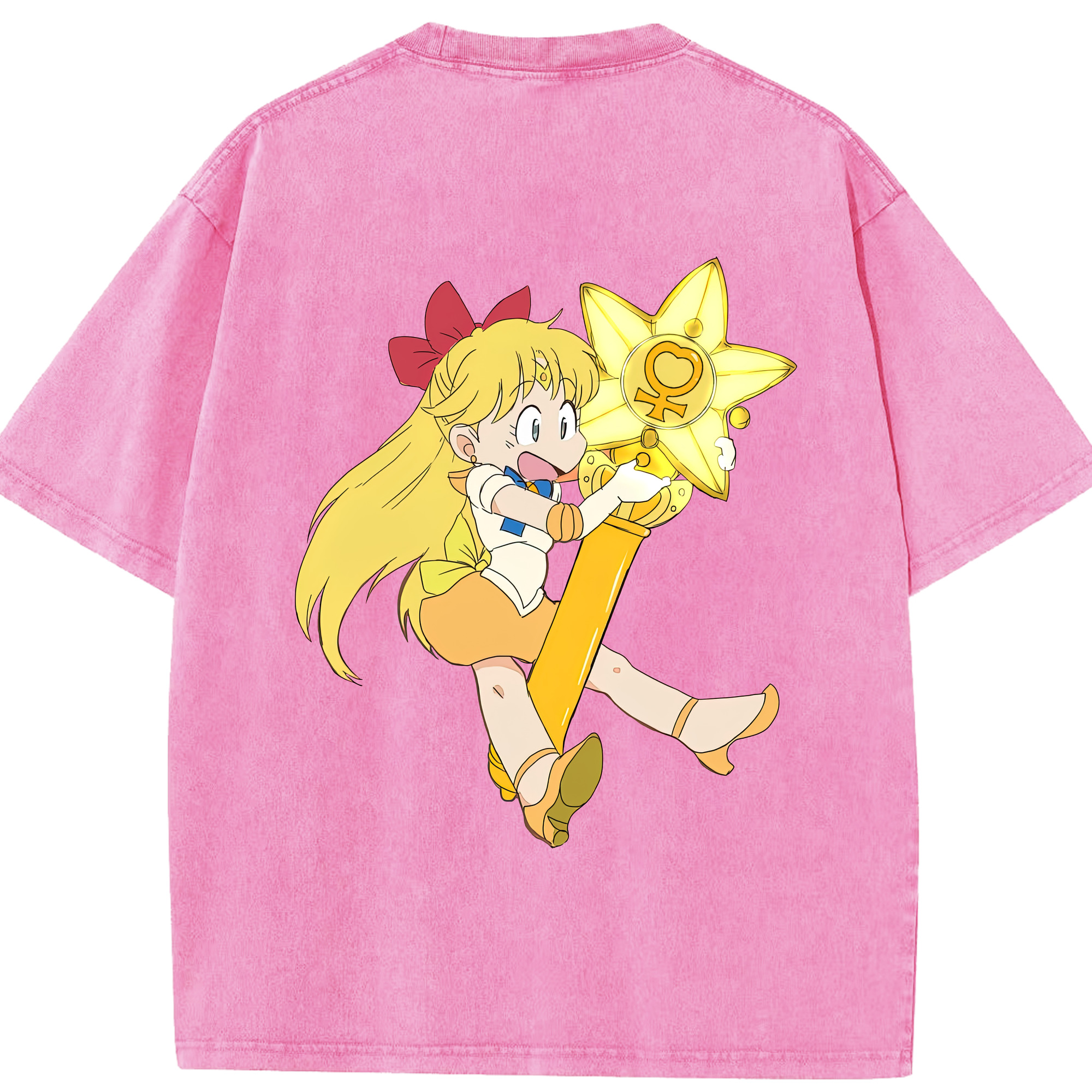 （画像用） 美少女戦士セーラームーン 愛野 美奈子 あいの みなこ Sailor Moon Aino Minako 綿100% ヴィンテージ風 半袖Tシャツ（背面プリント）